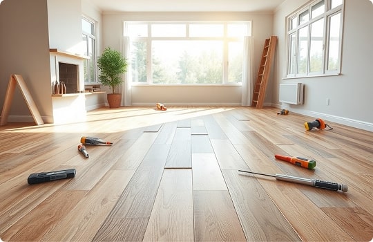 Укладка ламината с шумоизоляцией и порожками из коллекции FloorPro